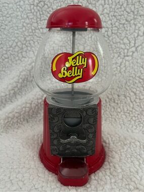 Vintage JELLY BELLY Jelly Bean Coin Operated Dispenser, Glass/Metal 9” Tall